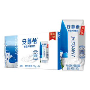 伊利安慕希希腊风味早餐酸奶原味205g*16盒 礼盒装