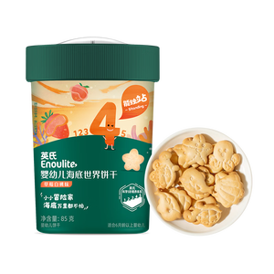 英氏婴幼儿海底世界饼干草莓白桃味 婴儿零食辅食营养饼干宝宝零食85g