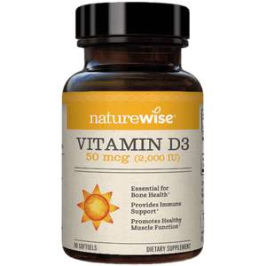 自然薇萃（naturewise）维生素D3成人2000IU阳光瓶90粒/瓶 vd3软胶囊备孕男女青少年补钙