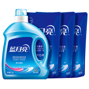 蓝月亮洗衣液12斤套装：亮白增艳薰衣草3kg瓶+1kg袋*3
