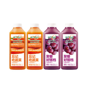 味全 每日C果汁复合果蔬汁900ml*4瓶冷藏饮料家庭装分享聚会团聚 胡萝卜汁*2+葡萄汁*2