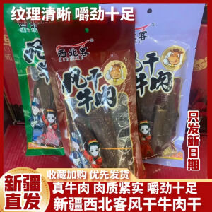 西北客新疆手撕风干牛肉干特产麻辣五香休闲饱腹小零食袋装即食熟食小吃 【麻辣味】风干牛肉 500g 1袋