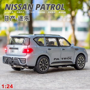 驰美仿真日产尼桑途乐Patrol 合金车模越野车汽车摆件收藏男孩玩具车 1:24途乐-银灰色