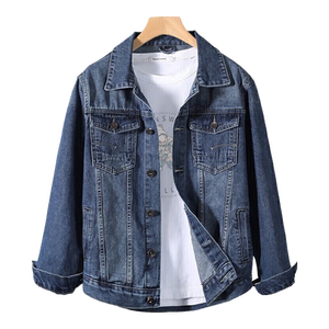 真维斯（JEANSWEST）牛仔夹克男2025春夏季柔软舒适潮流翻领夹克外套男装深蓝色XL