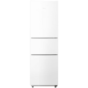 美的219L三门冰箱白色租房家用客厅小型冰箱中门软冷冻节能省电低音MR-230TE 