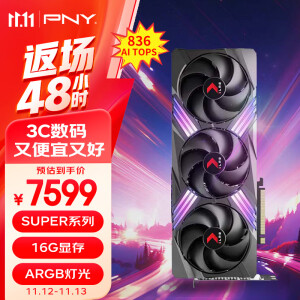 必恩威（PNY）GeForce RTX4080 Super 16GB Gaming VERTO ARGB OC掌控者超频版三风扇电竞游戏显卡