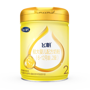 飞鹤飞帆较大婴儿配方奶粉2段(6-12月)900g*1罐藻油DHA益生菌专利OPO