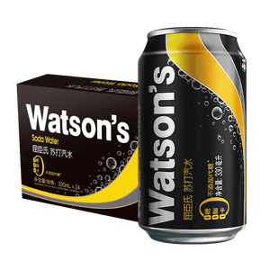 屈臣氏（Watsons）苏打水0糖0卡0脂原味含汽健身无糖饮料调酒气泡水330mL*24罐整箱
