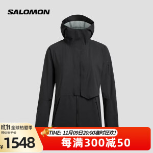 萨洛蒙（Salomon）女款 户外运动防风透气舒适休闲夹克外套 OUTERPATH WP PRO JKT 深黑色 C22068 L