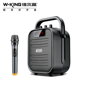 维尔晶（W-King）T5+无线蓝牙音箱户外大音量广场舞音响家用小型移动收音机手提便携式地摊摆摊喇叭扩音扬声器 黑色