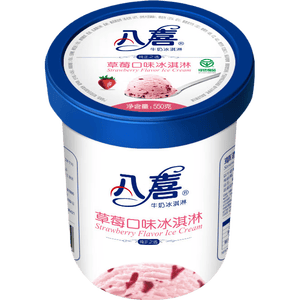 八喜冰淇淋 草莓口味550g(880ml)*1桶 家庭装 生牛乳冰淇淋桶装