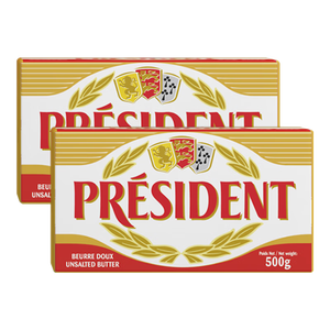 总统（President）法国进口发酵动脂黄油淡味500g*2无添加盐