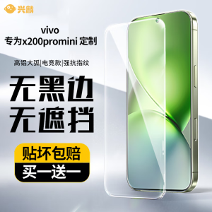 兴麟适用vivox200promini钢化膜直屏手机膜无黑边无开孔高清防摔防窥解锁磨砂抗指纹蓝光全覆盖保护膜 【无黑边丨强抗指纹】升级版2片