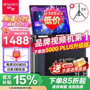 山水（SANSUI）Q065家庭ktv音响套装广场舞音响带显示屏卡拉ok功放一体机户外k歌直播蓝牙音箱视频机 Q065+大8吋128G+支架