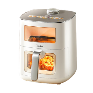 美的（Midea）新风炎烤空气炸锅家用可视窗口0氟涂层6.5L大容量多功能免翻面空气炸锅蒸烤一体 KZC6521