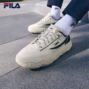 斐乐（FILA）官方男鞋ROCK岩石鞋帆布鞋时尚休闲鞋 米黄色/浆果蓝-AB 44.5