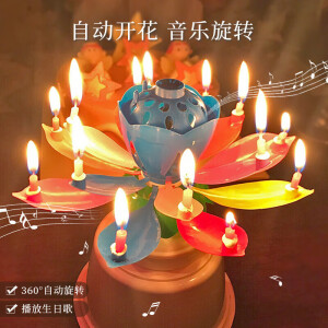 拾点渔生日蜡烛 生日装饰生日布置生日卡通蛋糕蜡烛 莲花灯音乐蜡烛