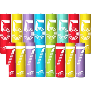 【百万热销】彩虹电池5号和7号AA 计算器钟表玩具七号碳性电池1.5v电池五号 5号8粒+7号8粒