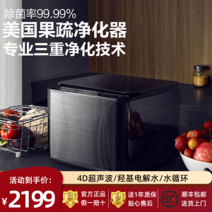 Whirlpool美国惠而浦果蔬清洗机家用超声波食材净化器杀菌去农残自动洗菜机 黑色