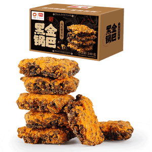 盼盼 黑金锅巴肉松蟹黄味 休闲零食办公室下午茶膨化点心 240g/盒