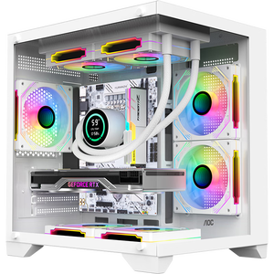 AOCCG391W白色 游戏电脑主机海景房机箱 双面玻璃/支持MATX主板/240水冷/7风扇位/270°全景/左右分仓