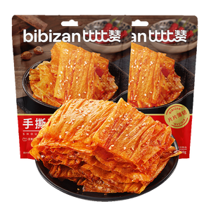 比比赞（BIBIZAN）手撕豆皮400g辣片辣条豆干辣味小包装老式怀旧休闲解馋小零食小吃
