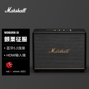 马歇尔（Marshall） WOBURN III第三代家用无线蓝牙5.2音箱重低音音响 黑色