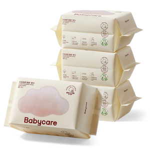 babycare面膜柔巾婴儿干湿两用一次性洗脸巾小熊巾加厚绵柔巾 80抽*4包