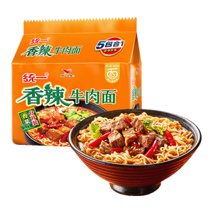 统一香辣牛肉面五合一 97g*5袋 方便面速食面新老包装随机发货
