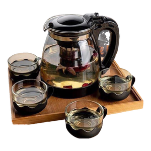 【京东物流】茶壶套装整套茶具大容量玻璃茶杯带滤网耐高温泡茶具 2000ML一壶+四杯套装【无茶盘】
