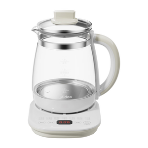 美的（Midea）家用养生壶 1.5L全自动玻璃烧水壶 多段保温电热水壶 一体恒温煮茶壶 轻音柔声炖煮智能预约 升级新品【玻璃壶盖】YS15P202 1.5L