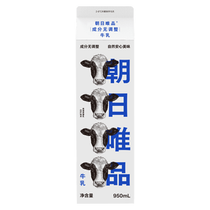 朝日唯品无调整牛乳950ml  低温冷藏鲜牛奶 自有牧场营养早餐牛奶