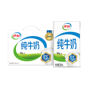 伊利纯牛奶 优质乳蛋白 礼盒装 4月产 250ml*18盒/箱*1箱