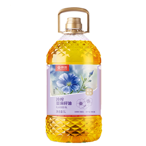 京觅冷榨亚麻籽油5L 低温压榨 一级食用油可热炒 进口原料高亚麻酸