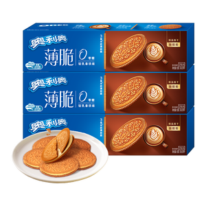 奥利奥（Oreo）0糖轻乳拿铁风味薄脆饼干95g*3连包 休闲零食 早餐下午茶
