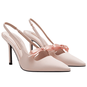 CHARLES&KEITH缎面蝴蝶结尖头高跟凉鞋女生日礼物送女友CK1-60361556 Light Pink浅粉色 37