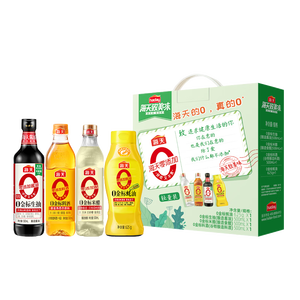 海天 生抽酱油500ml+蚝油+料酒+醋【0添加礼盒 酿造酱油】 轻量装