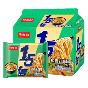 今麦郎方便面泡面袋装 1.5倍速食宵夜葱香排骨味拉面126g*5袋