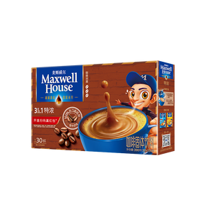 麦斯威尔（Maxwell House）特浓速溶咖啡粉30条 冲饮 三合一 0反式脂肪酸 共390克 新老随机