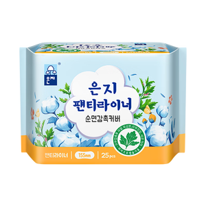 恩芝韩国进口卫生护垫155mm25片 艾草植萃微囊私护抑菌净味超薄姨妈巾