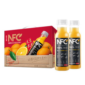 农夫山泉NFC橙汁果汁饮料100%鲜果冷压榨 橙子冷压榨300ml*10瓶礼盒