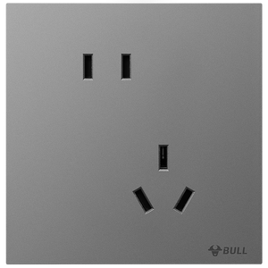 公牛（BULL） 开关插座蝶翼超薄系列10A斜五孔插座G57Z223A远山灰十只装