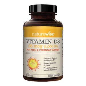 自然薇萃（naturewise）维生素D3阳光瓶1000IU 活性vd3软胶囊孕期婴幼儿童补钙滴剂360粒
