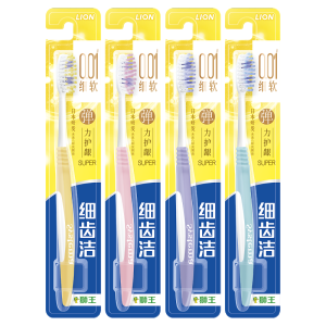 狮王（Lion）细齿洁弹力护龈牙刷国产软毛深入清洁弹力刷柄成人4支装