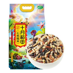 十月稻田 七色糙米 2.5kg 糙米杂粮米 黑米 红米  粗粮 大米伴侣 5斤