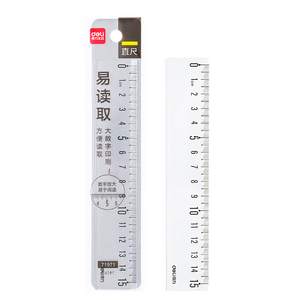 得力（deli）【凑单必备】15cm直尺高透耐磨大数字识别清晰易拾取考研开学好物文具礼物中考刻度清晰尺子