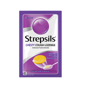 STREPSILS英国使立消Strepsils润喉糖化痰止咳含片8粒 喉咙痛干咳嗽慢性咽炎盐酸氨溴索护嗓子疼痒痛薄荷止咳糖喉片