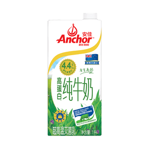 安佳（Anchor）新西兰进口草饲 4.4g高蛋白高钙纯牛奶1L*1盒