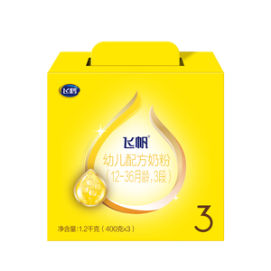 飞鹤飞帆幼儿配方奶粉3段(12-36月龄)1200g*1盒藻油DHA益生菌专利OPO