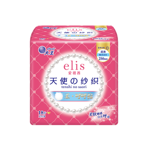 爱璐茜（elis）大王天使纱织日用卫生巾250mm18片 超薄棉柔超净吸透气无感姨妈巾